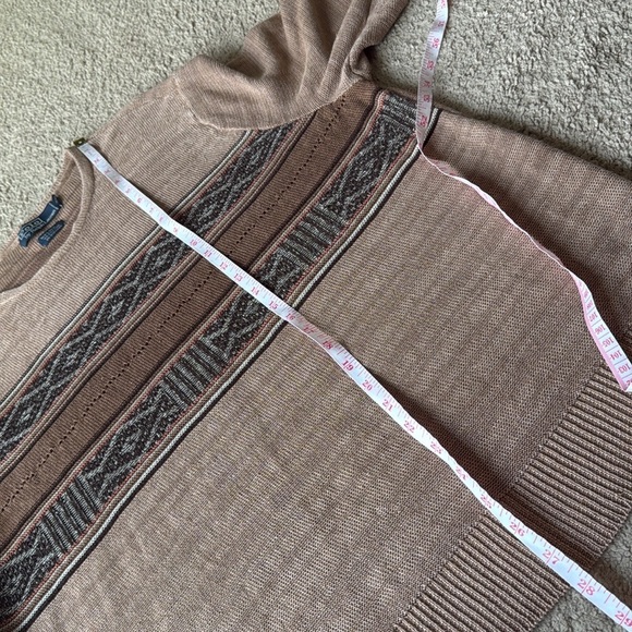 Vintage Polo Ralph Lauren Brown Linen Blend Nordic Stripe Crewneck Sweater - Picture 7 of 7